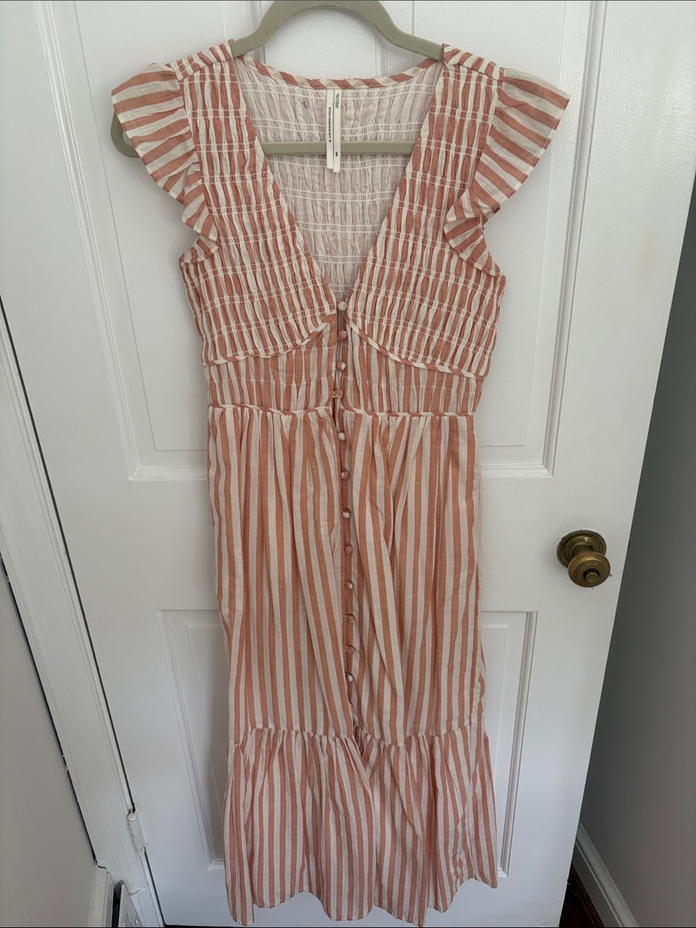 Anthropologie Peregrine Striped Button-Front Summer Midi Dress